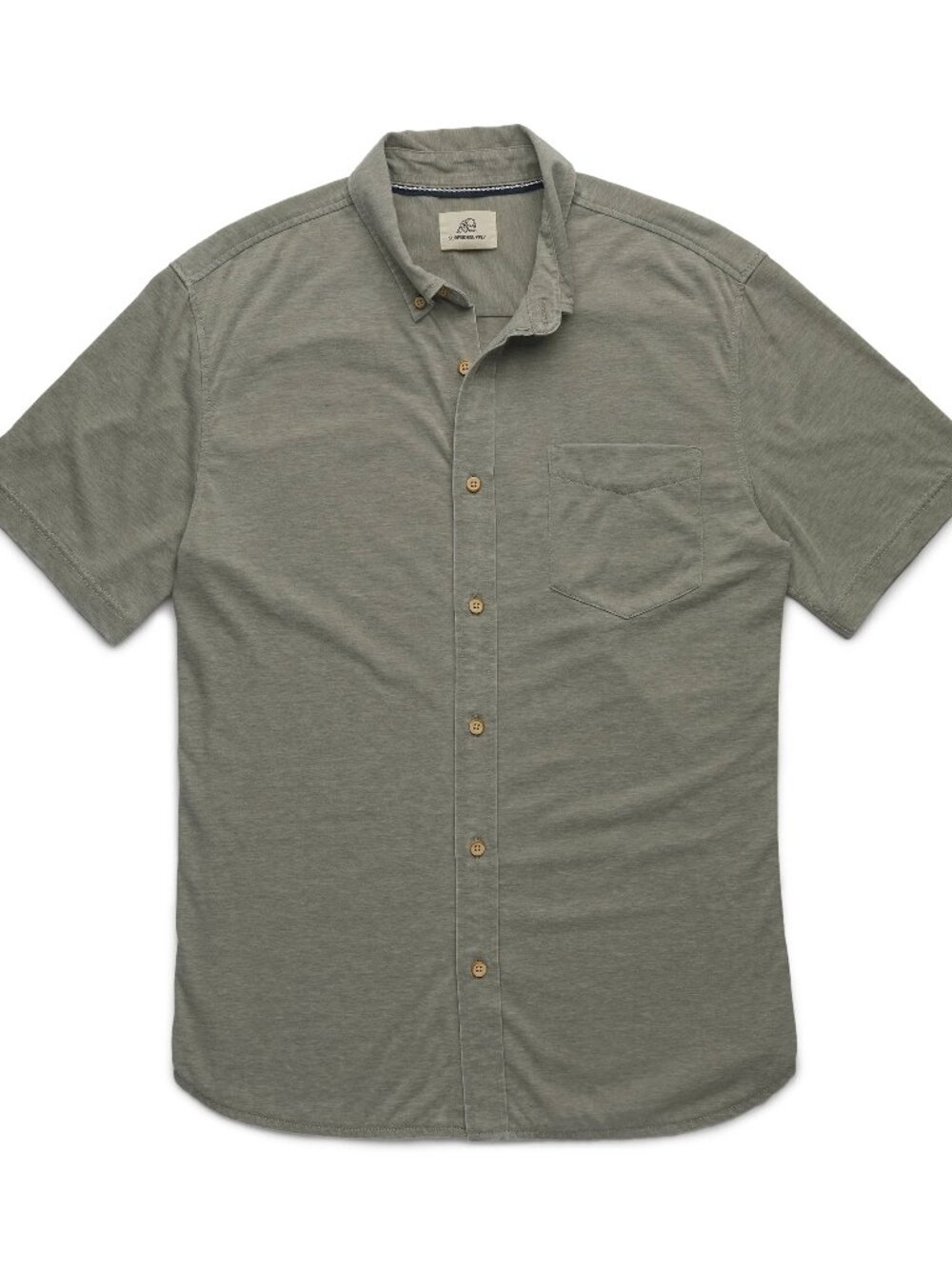 Surfside Supply Pastel Olive Green Burnout Knit Button Up Short Sleeve Shirt